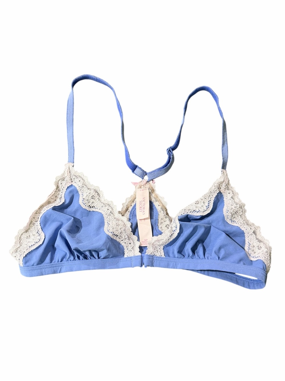 Victoria’s Secret Blue Lace Bralette Size Small Unlined Triangle Bra